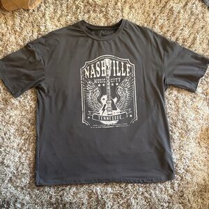 SHEIN Nashville Music City Tee - Dark Gray